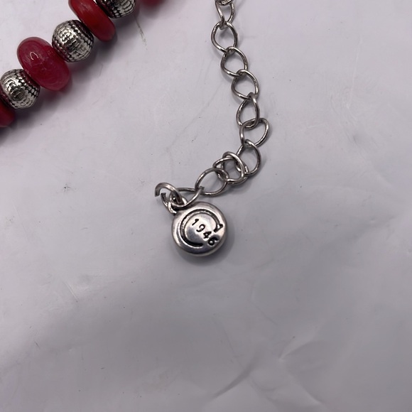 Red agate / coral Tahitian inspired tassel necklace - Picture 5 of 6